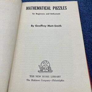 Mathematical Puzzles By Geoffrey Mott-Smith 1946 Hardcover